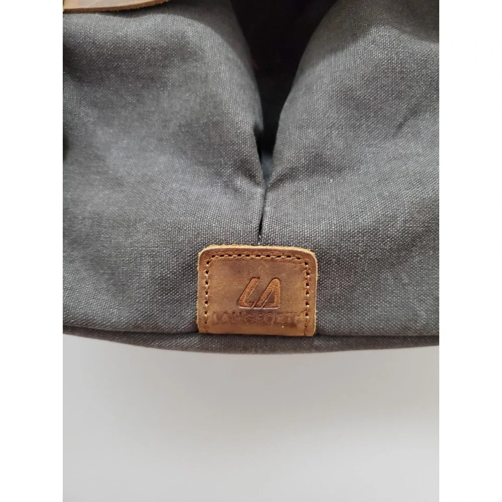 Langforth Messenger Bag Leather & Gray Canvas Laptop CrossBody